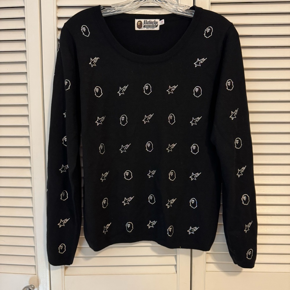 A Bathing Ape ladies crystal stone bape knit sweater